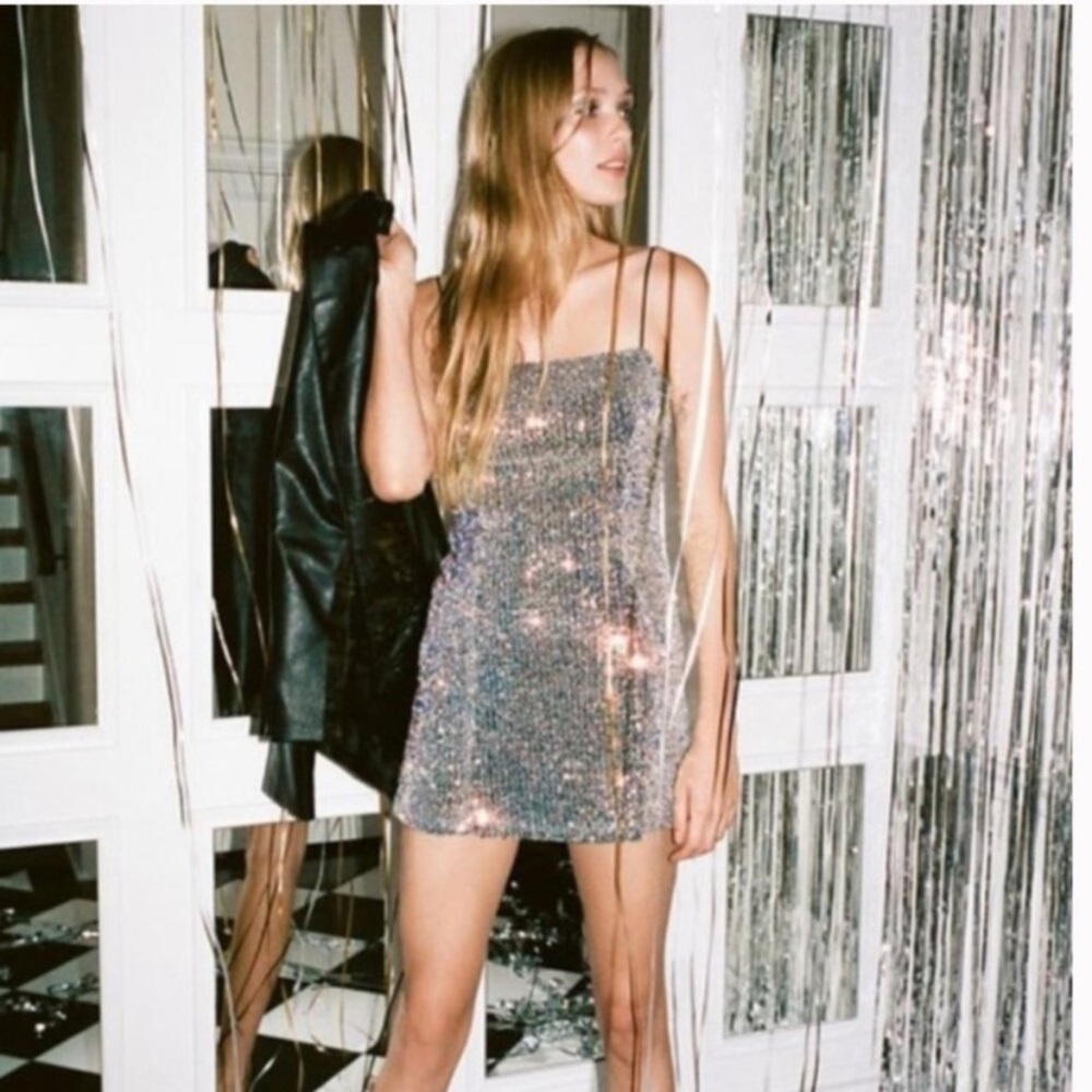 Urban Outfitters Kylie Silver Sequin Mini Bodycon